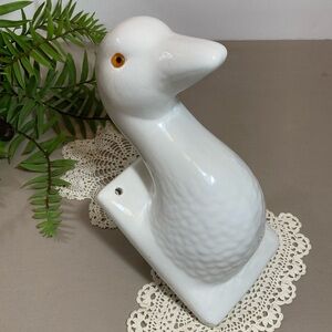 Large Vintage Ceramic Duck Wall Towel Hanger 80s